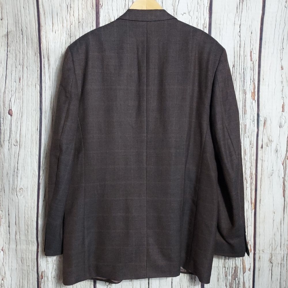 Stafford Plaid Wool Cashmere 3 Button Blazer - Picture 5 of 11